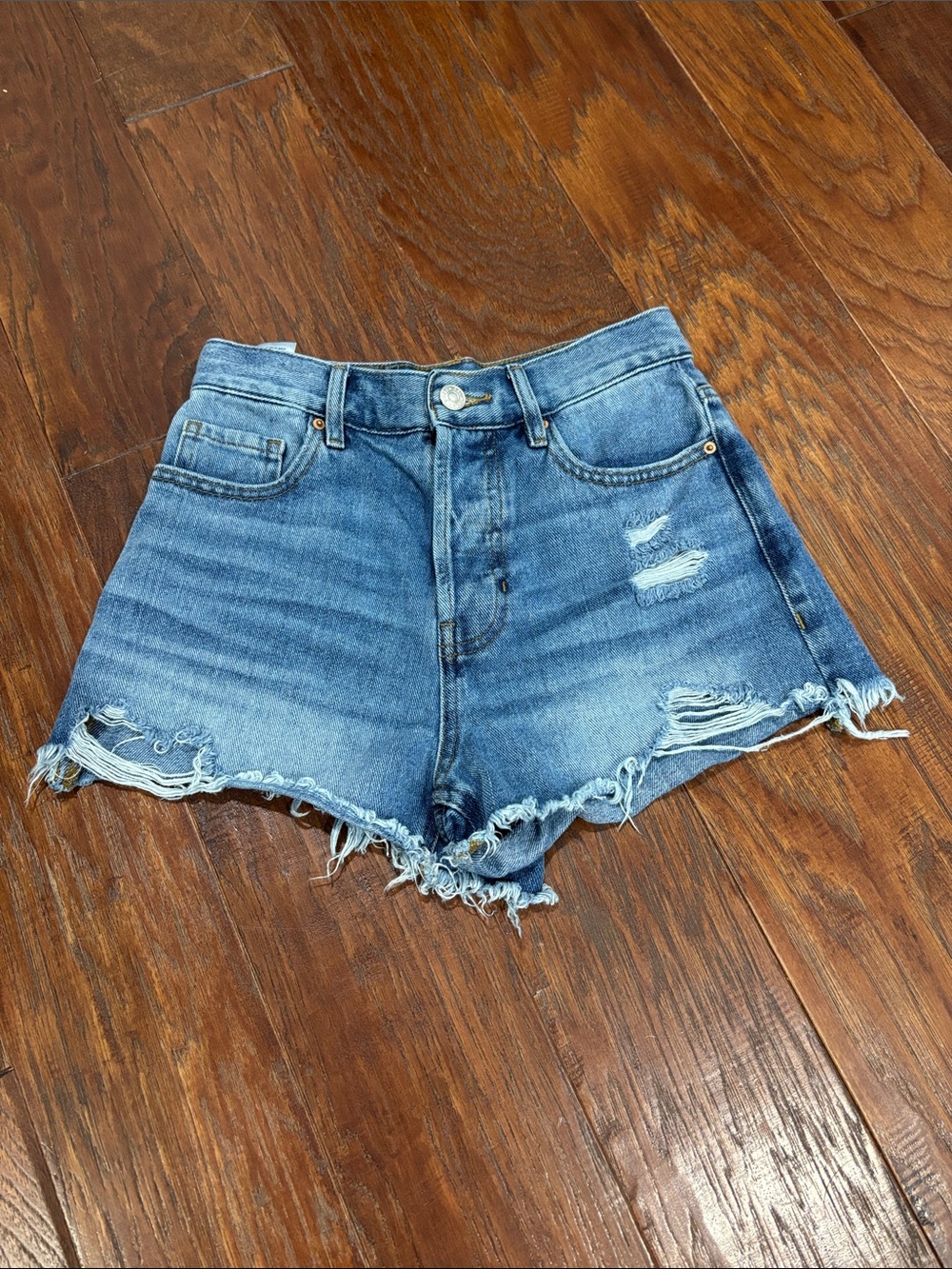 PacSun Light Blue Distressed Denim Cutoff Shorts